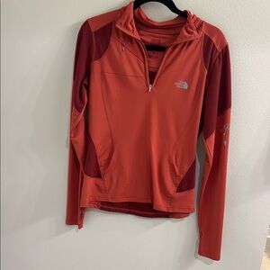 The North Face Women's Orange and Red Quarter-Zip Hoodie